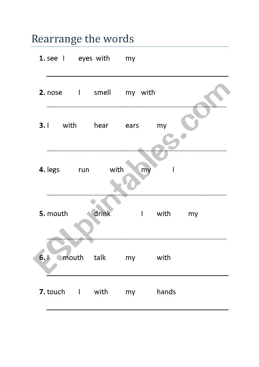 Rearrange words worksheet