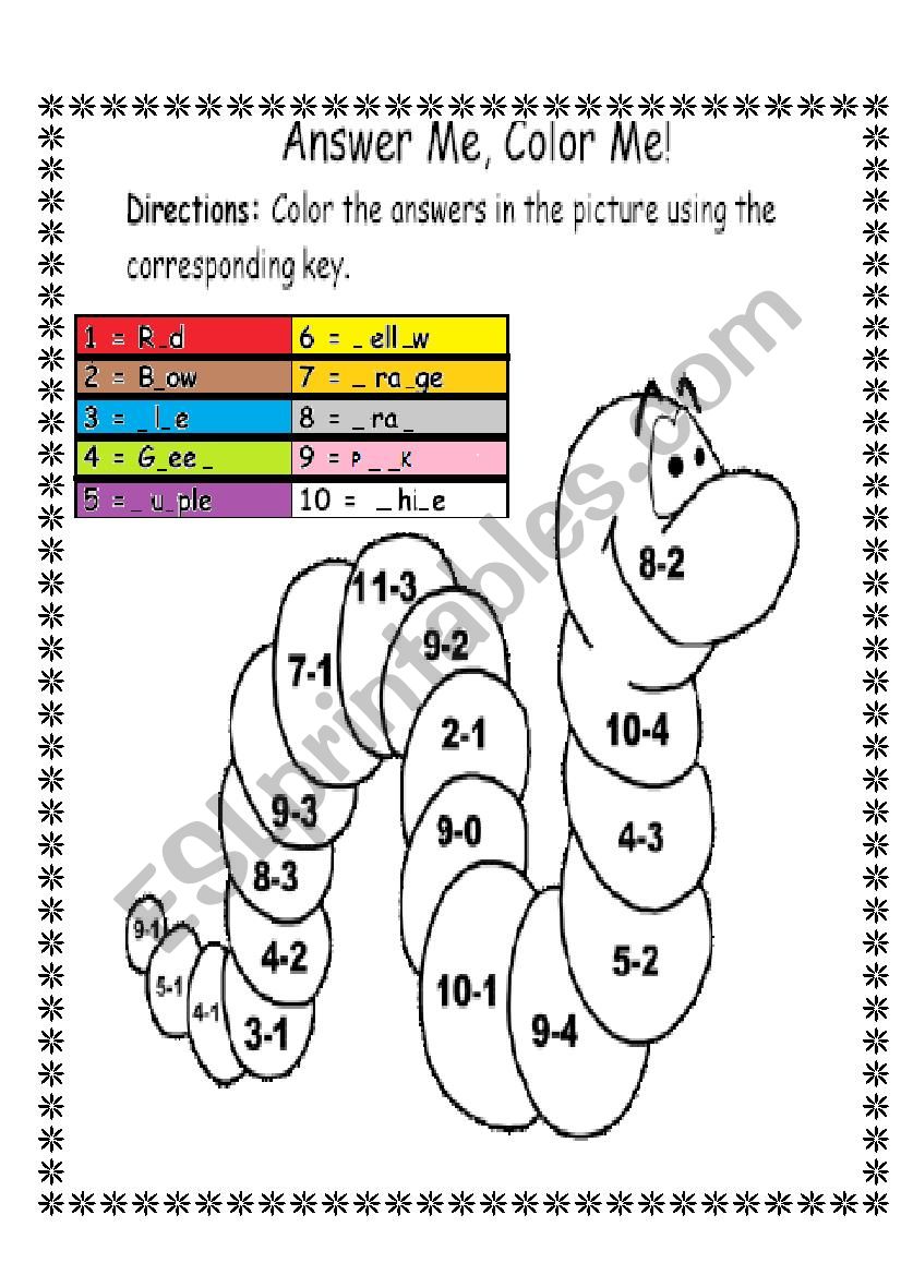 Colours worksheet