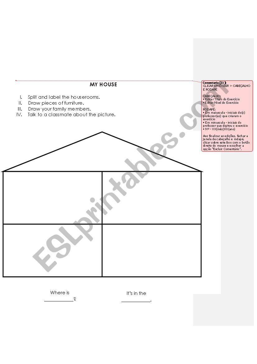 My house worksheet