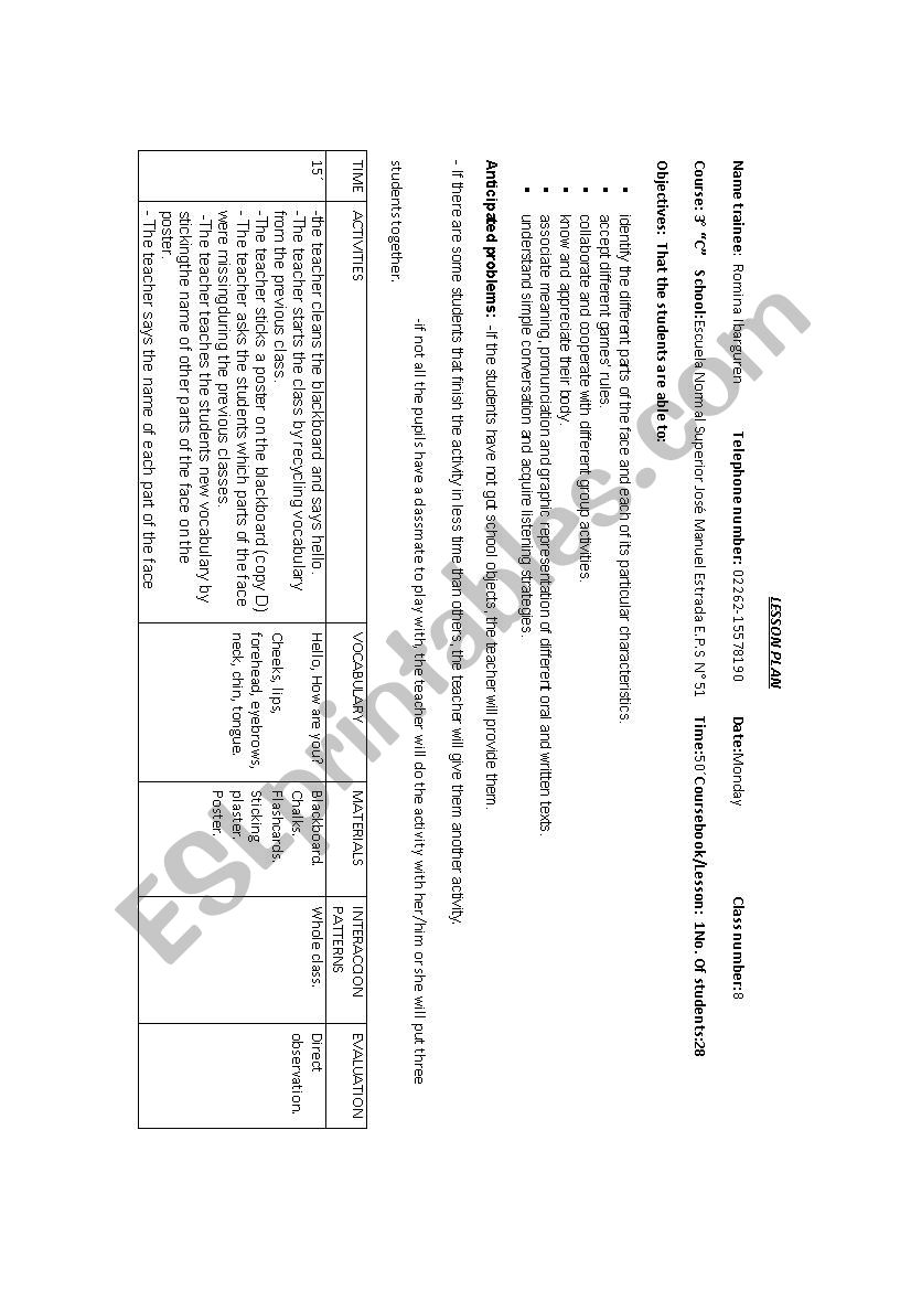 Parts of the face 2 worksheet