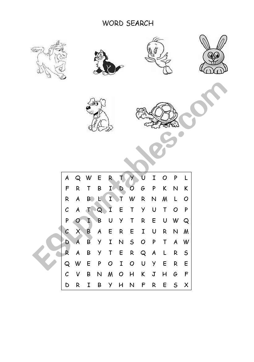 Pets Word Search worksheet