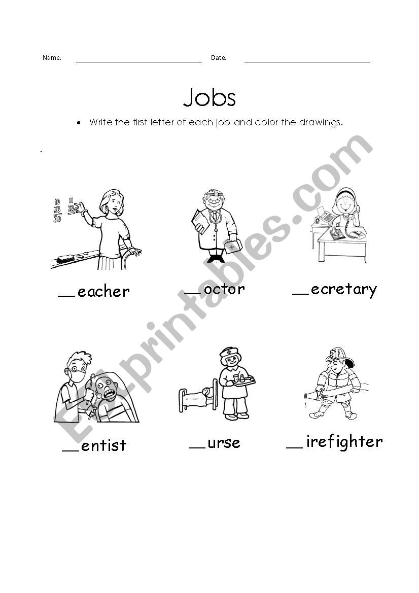 Jobs worksheet