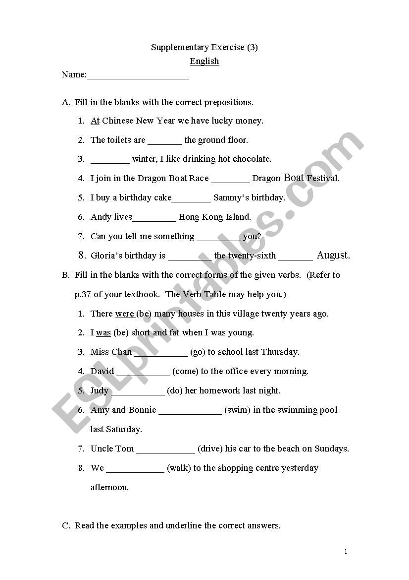 English Fill In The Blanks With Prepositions ESL Worksheet By Suki c