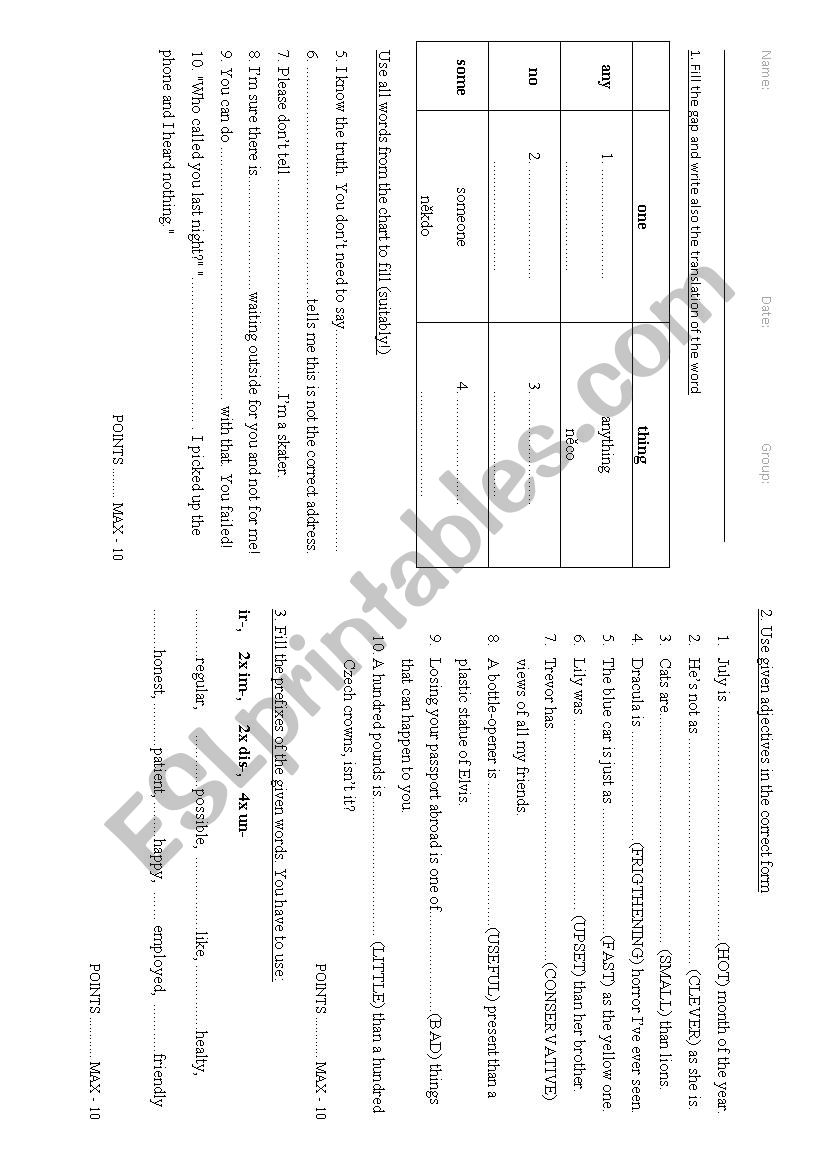 Revision test - pre-intermediate to intermediate