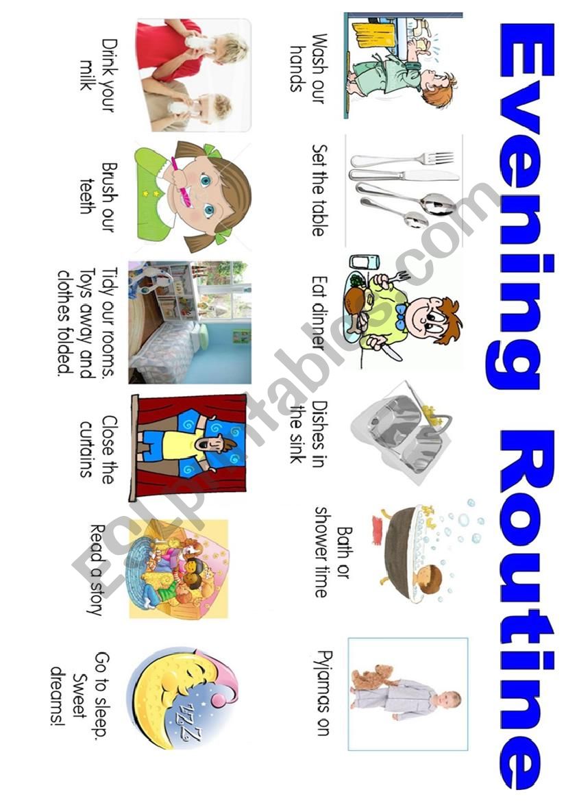 evening routines worksheet