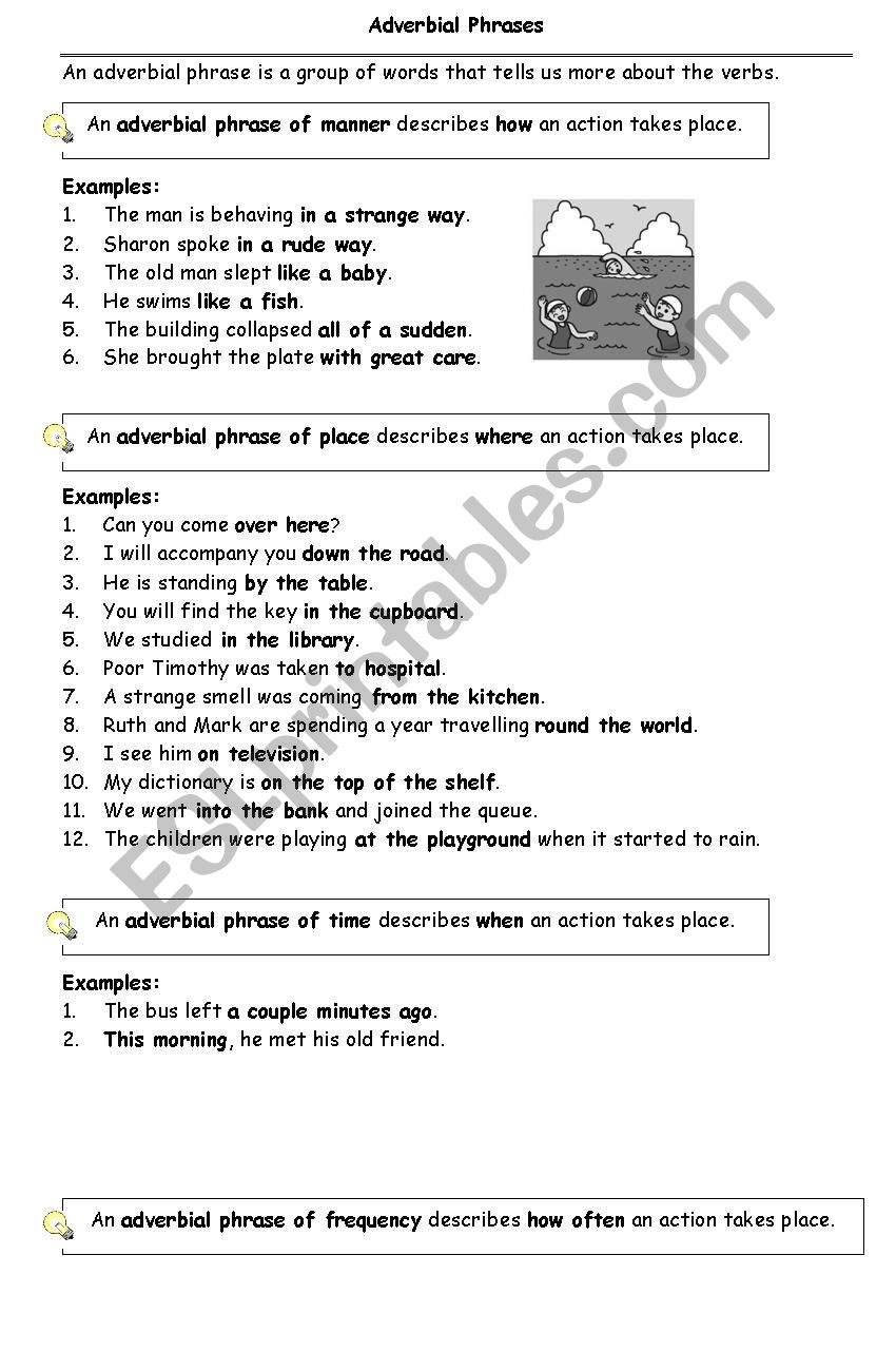 Adverbial Phrases ESL Worksheet By Riverz