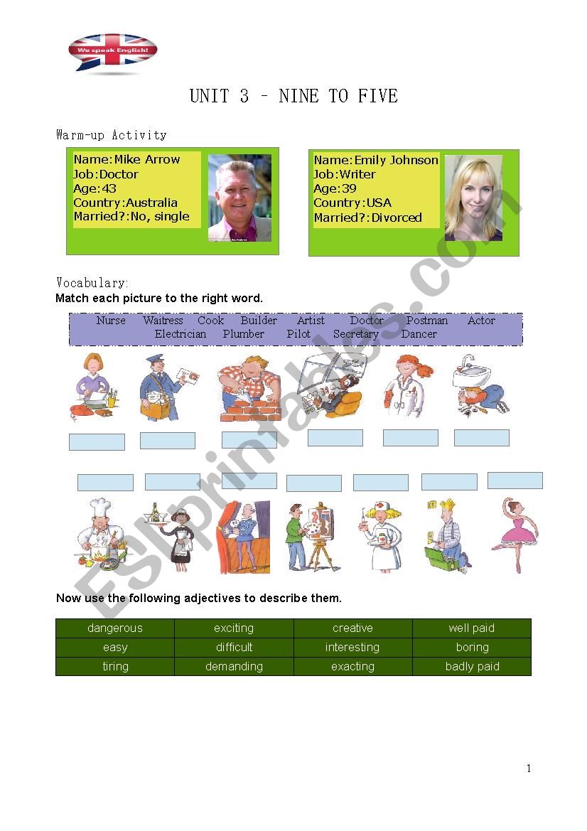 Jobs worksheet