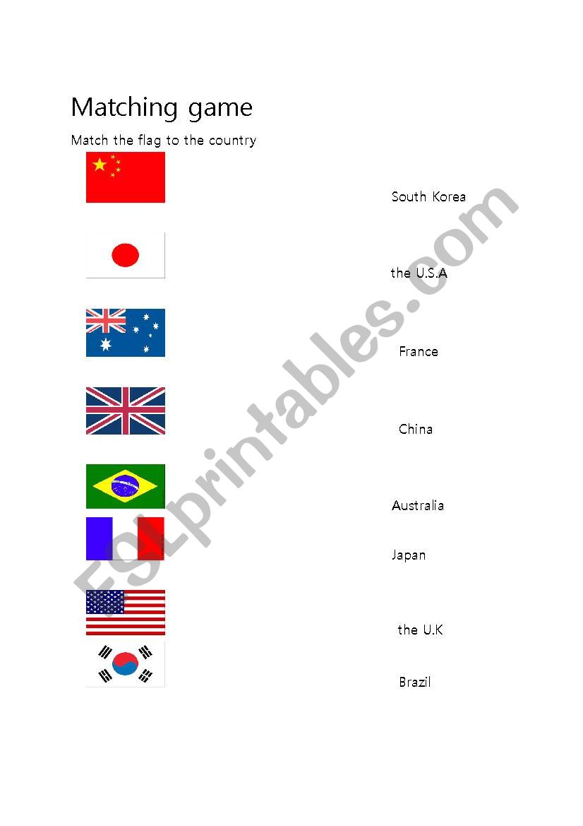 Flags and the world worksheet
