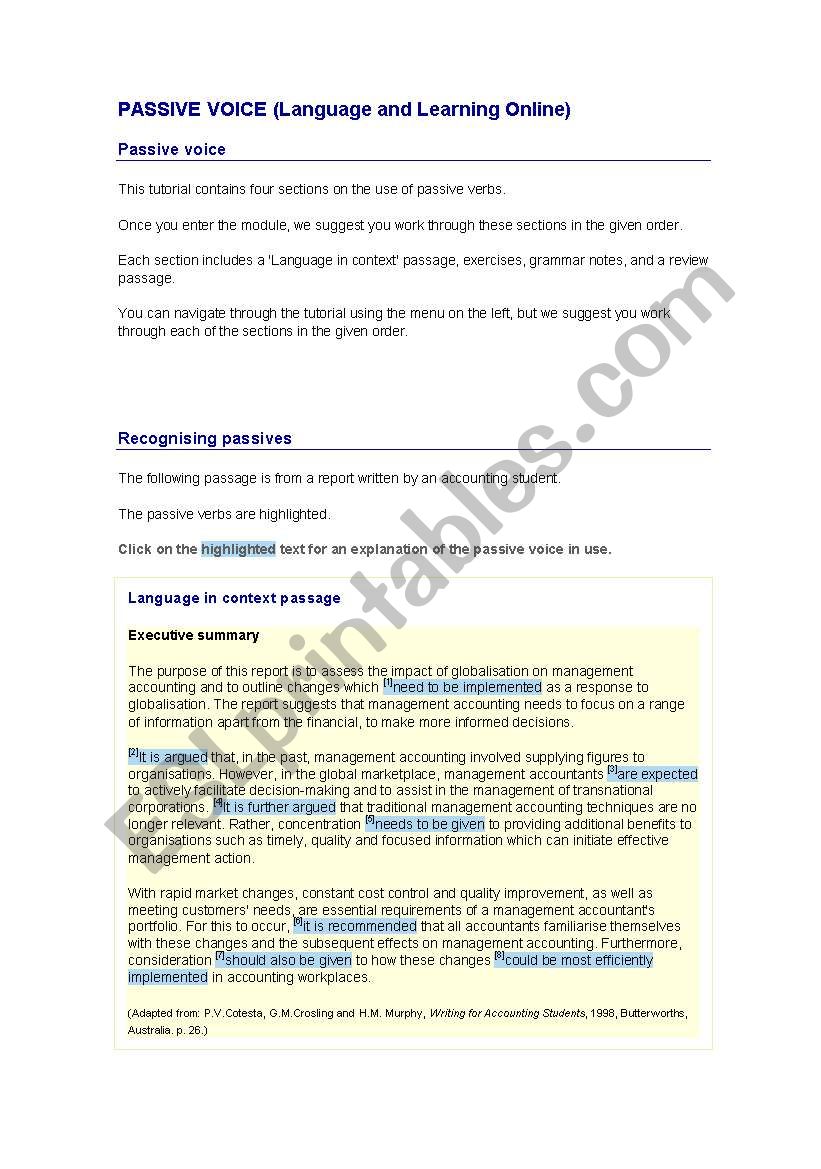 passive voices worksheet