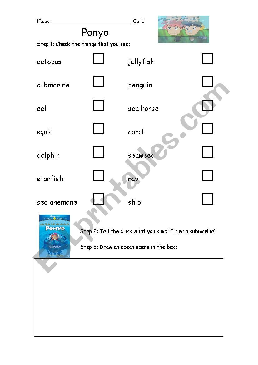 Ponyo Movie Worksheet worksheet