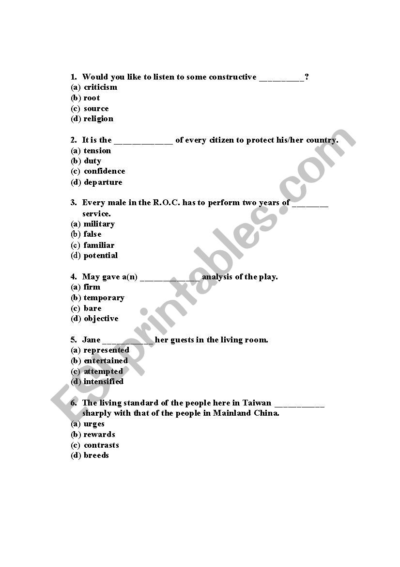 Gept vocabulary worksheet