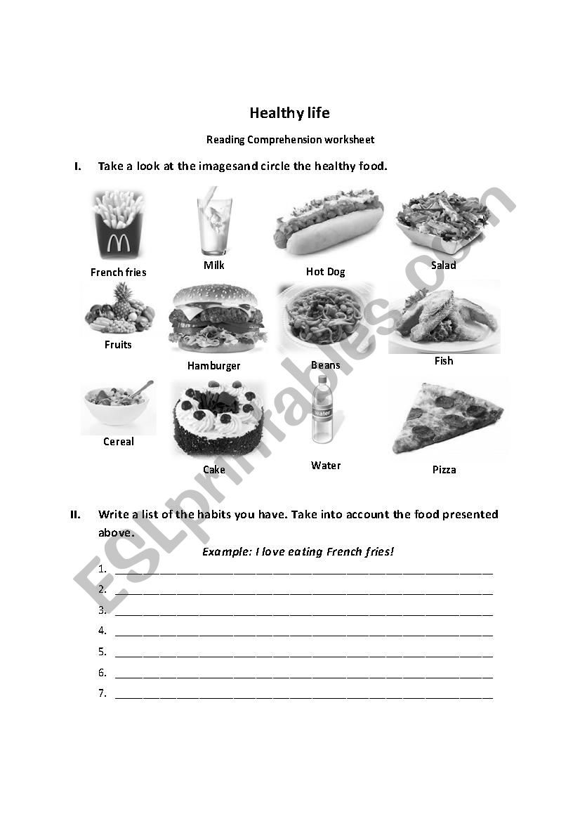 healthy habits worksheet