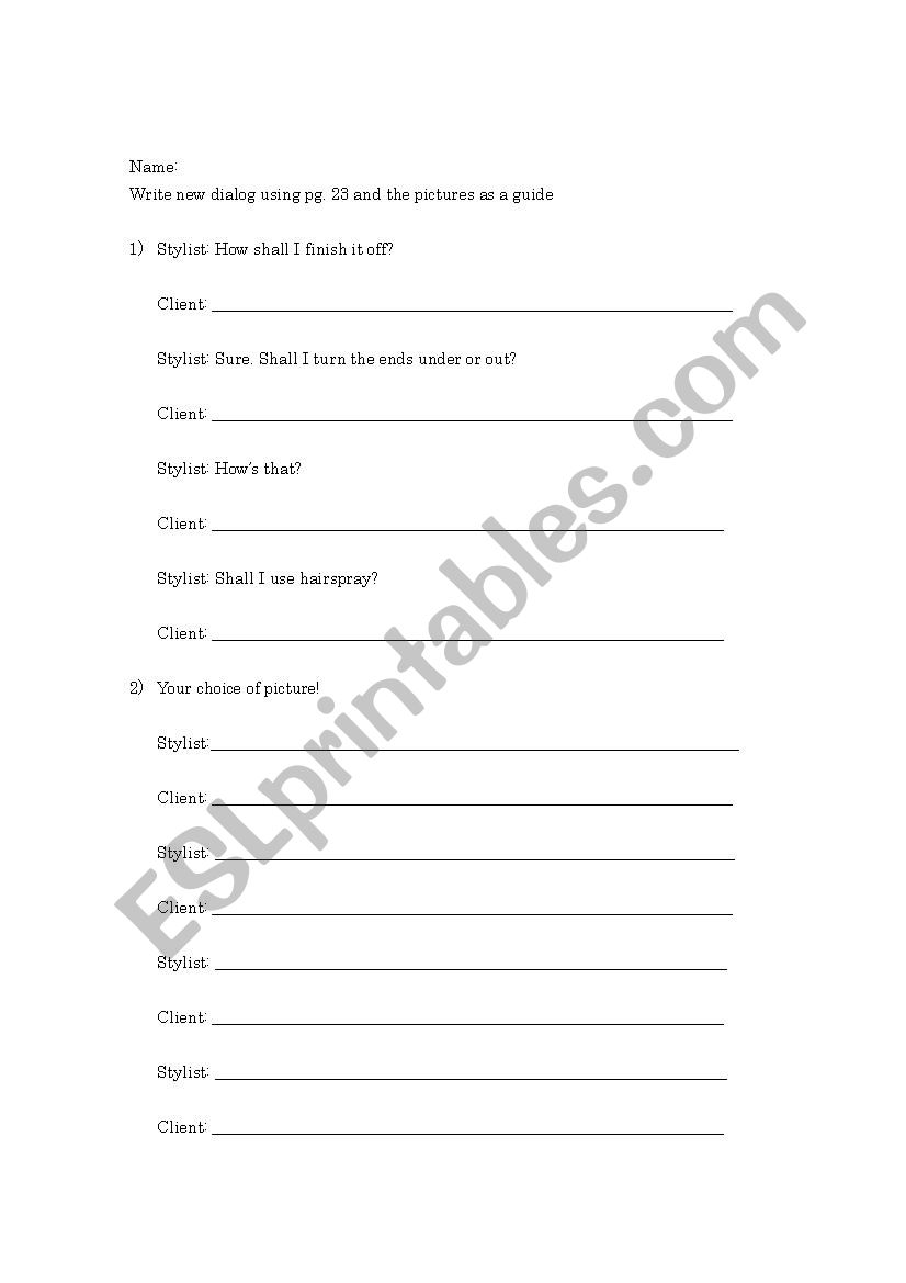 Hair Worksheet worksheet