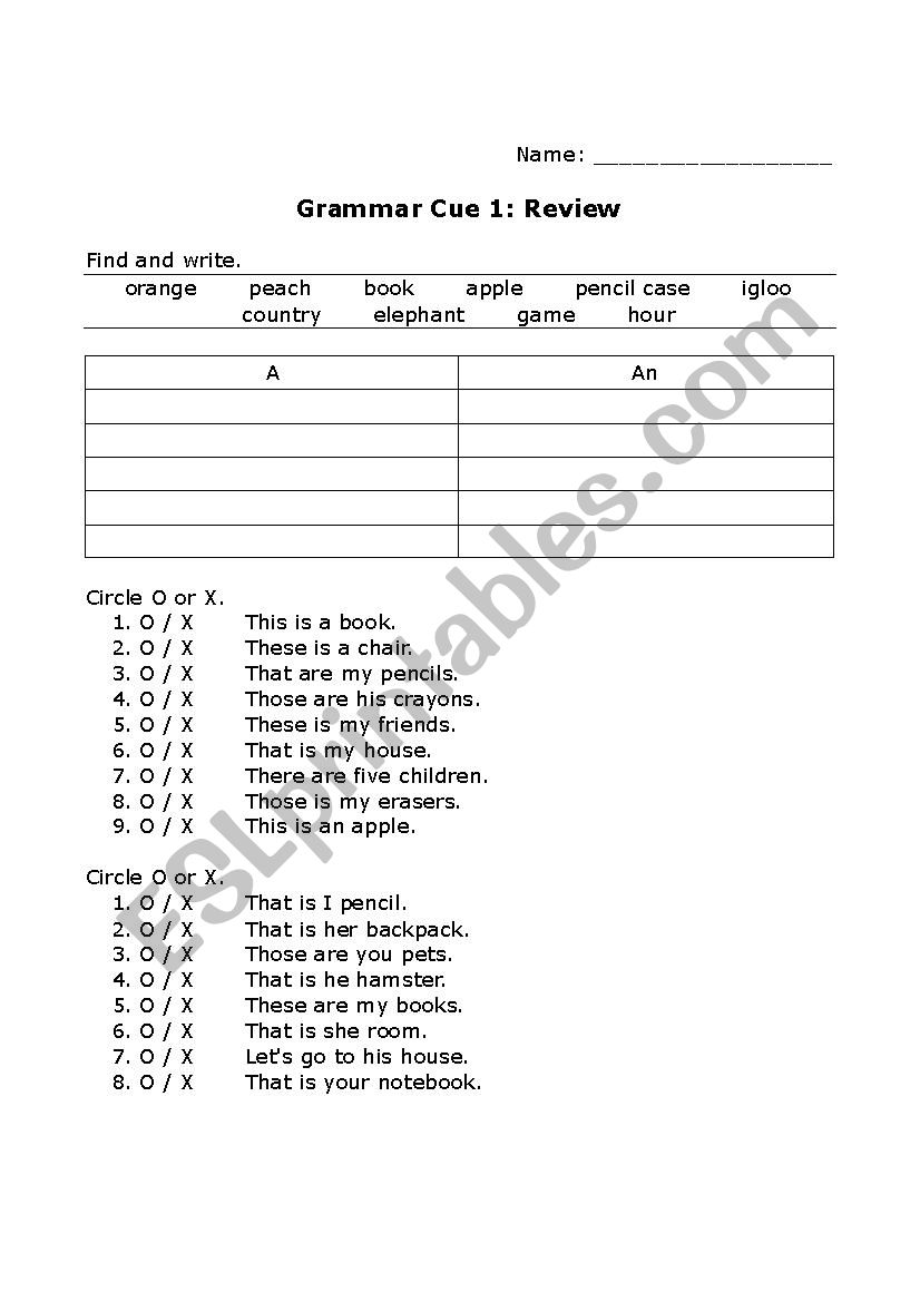 Grammar Cue 1 - Units 1-13 Review