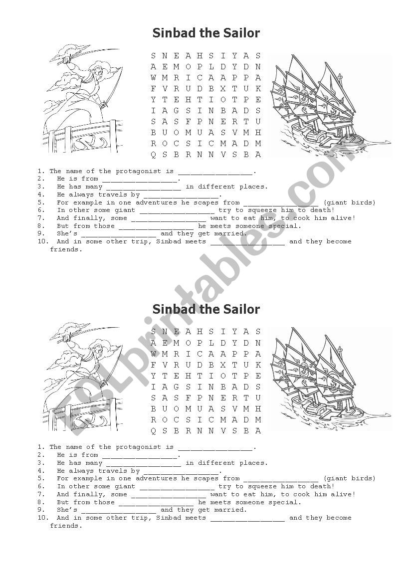 Sinbad the Sailor Reader Worksheet