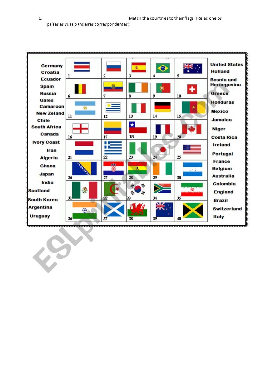Nationalities and Flags worksheet