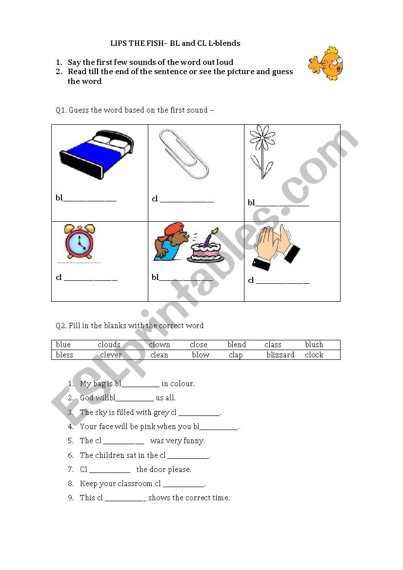 BL CL L-blend worksheet worksheet