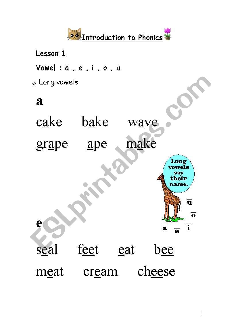 Introduction to Phonics worksheet