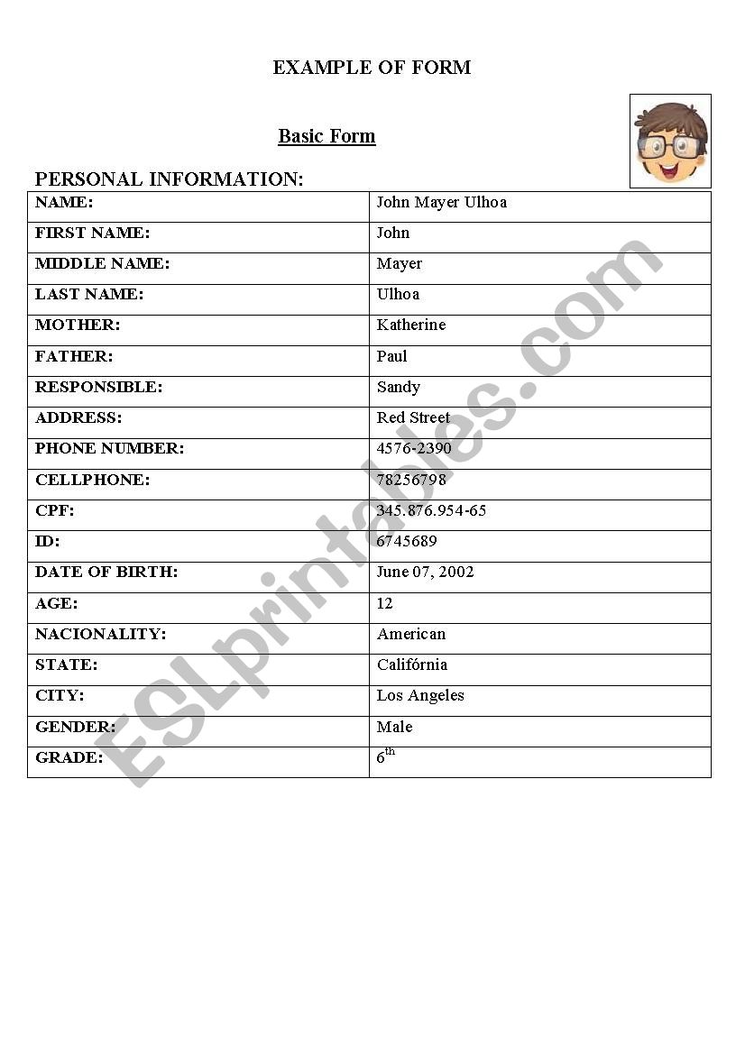 Basic Form worksheet