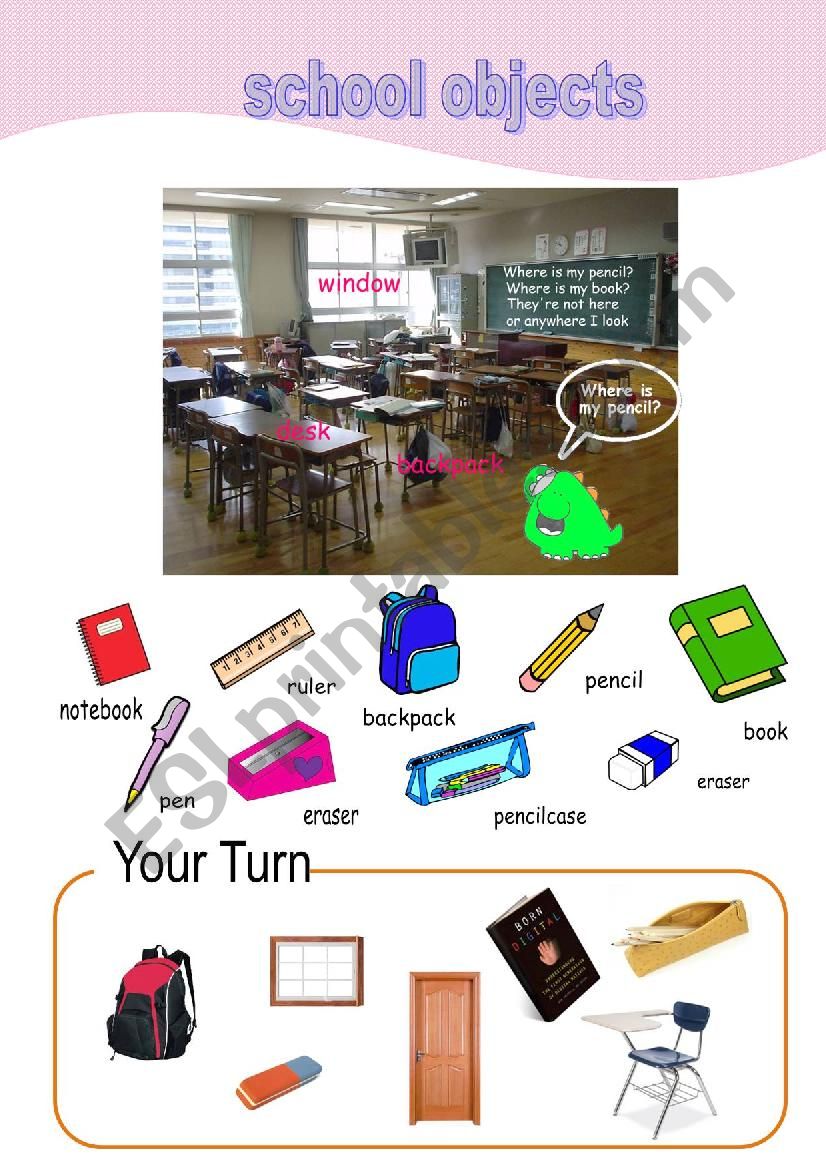 SCHOOL OBJECTS worksheet