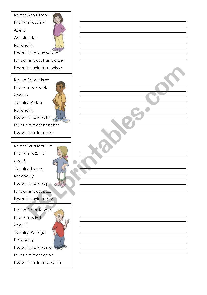 Introducing others worksheet