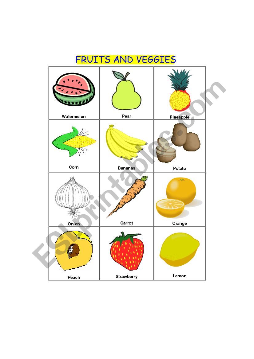 Fruits and Veggies worksheet