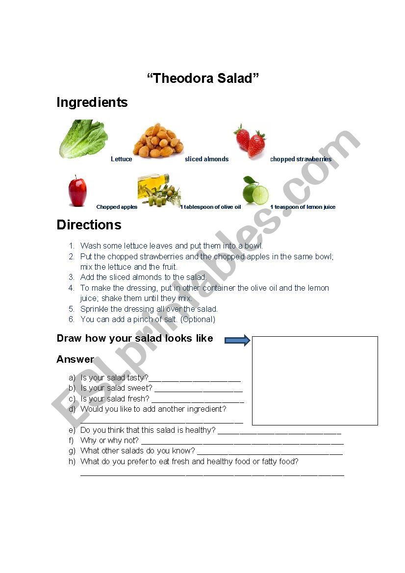 Theodora Salad worksheet