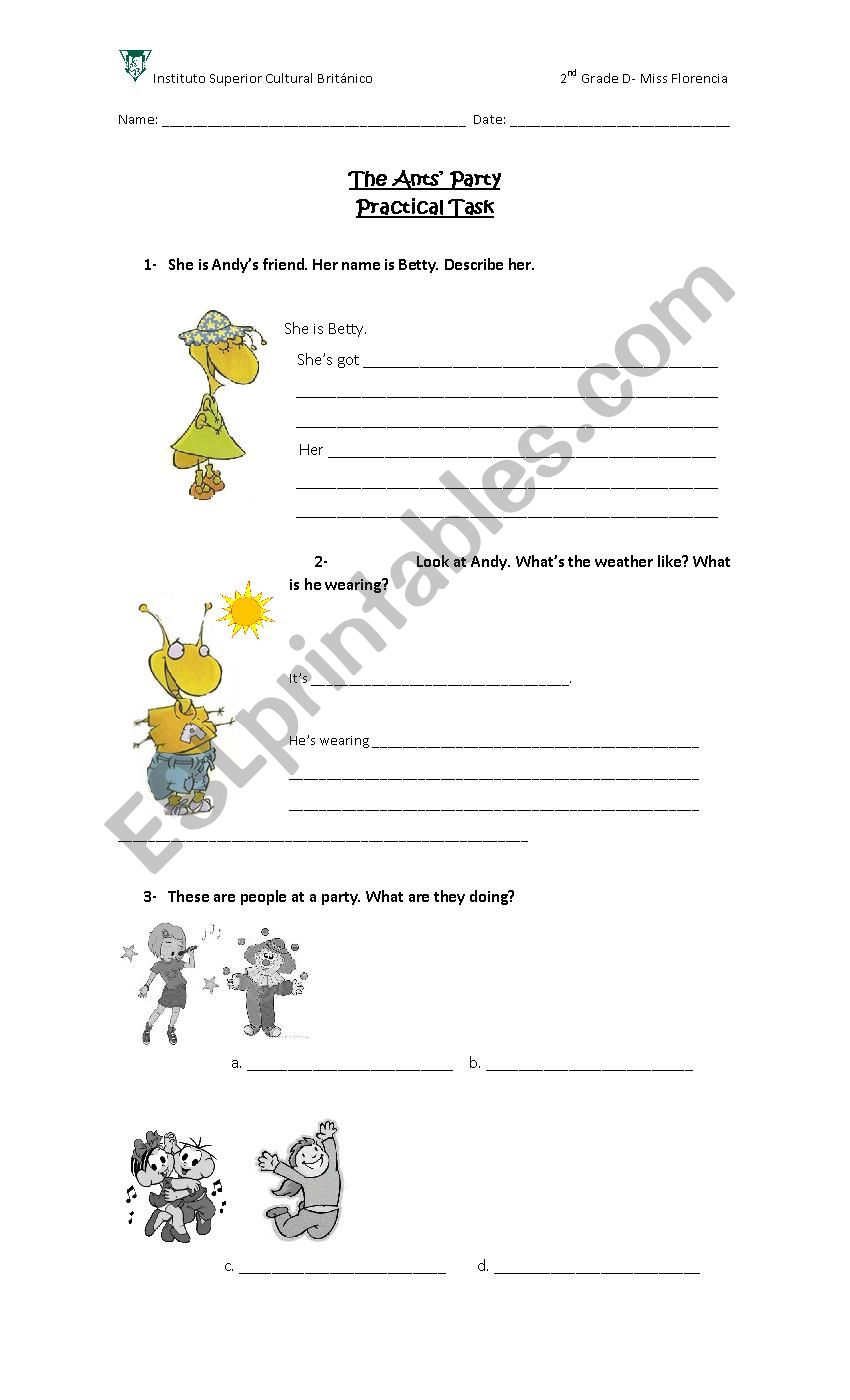 The Ants Party  worksheet