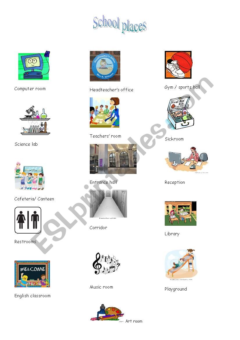 School Places ( vocabulary) worksheet