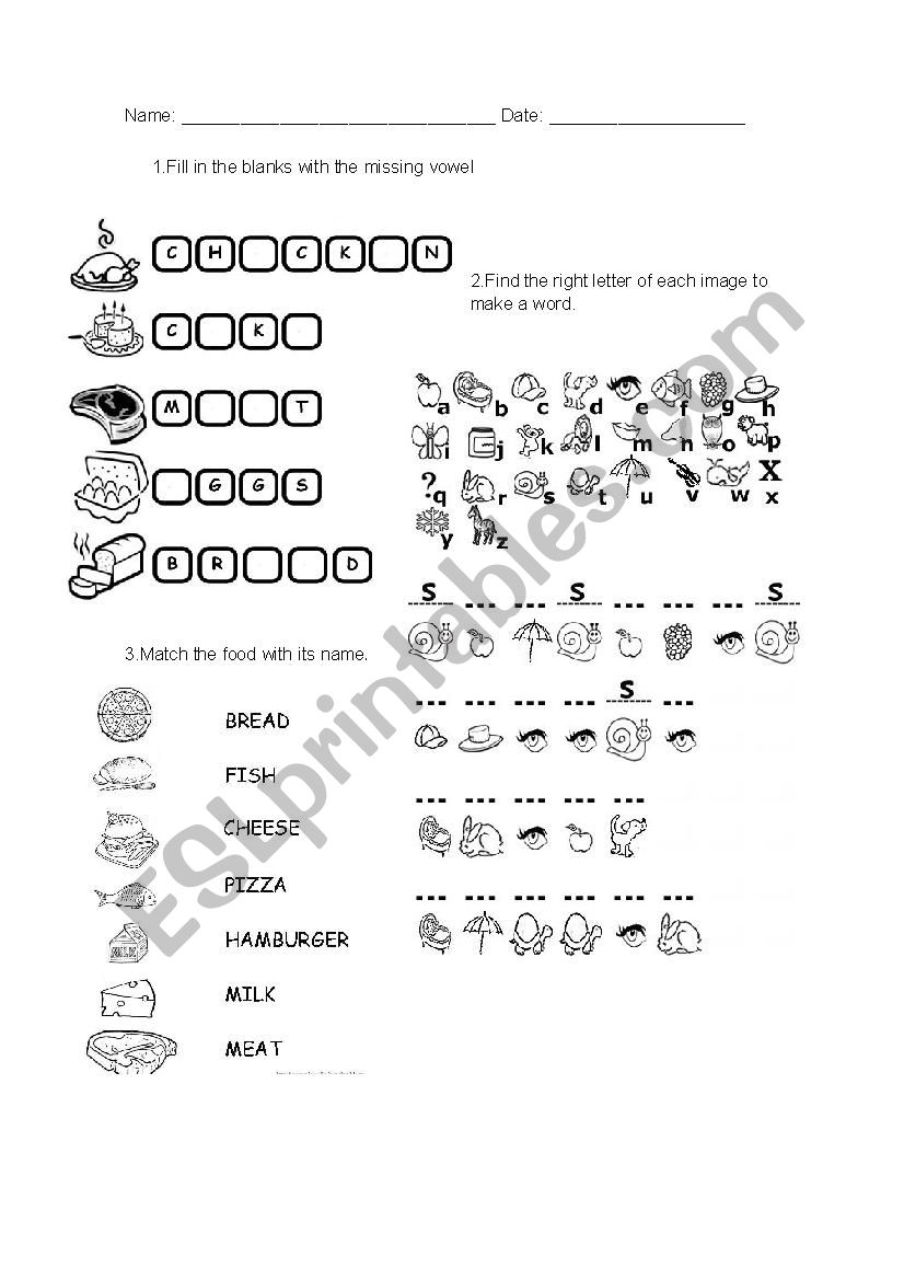 Food  worksheet