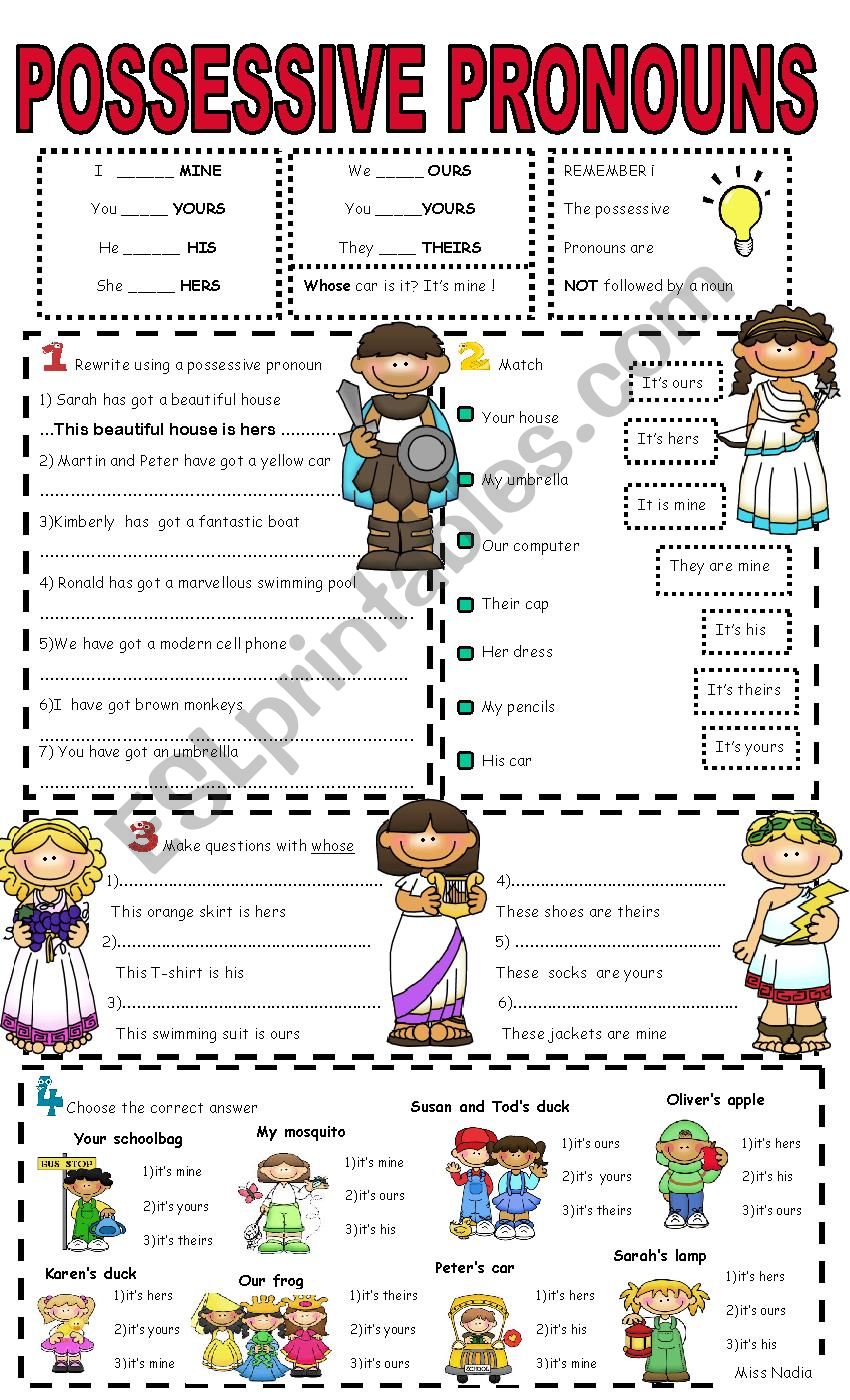 Possessive Pronouns ESL Worksheet By Vampire girl 22