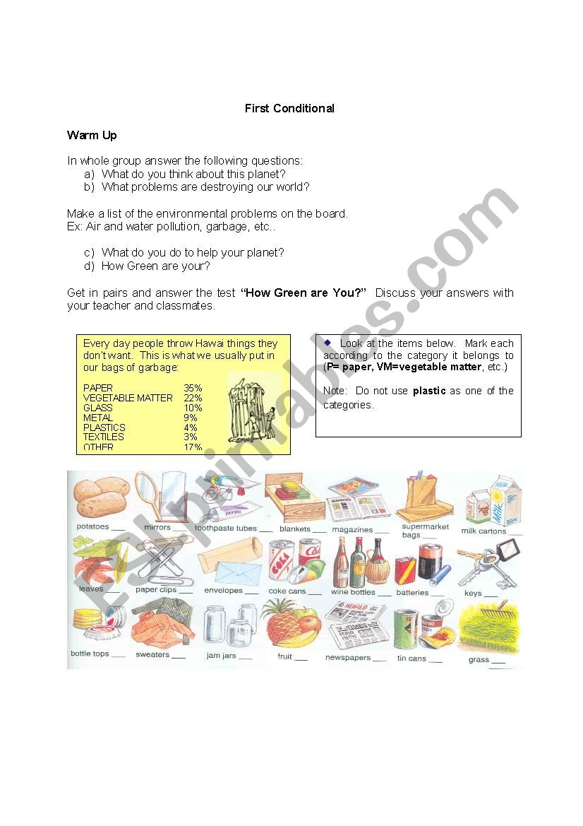 First Conditional Exercise worksheet