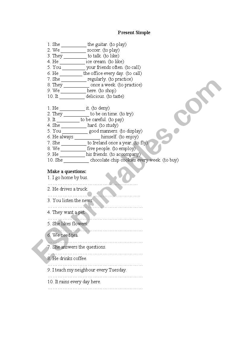 Present Simple worksheet