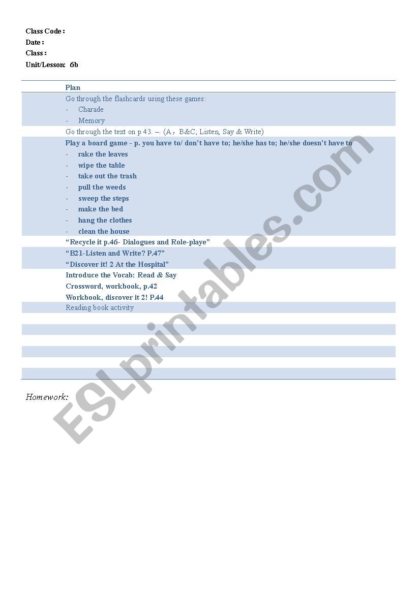 SuperKids - unit 6 part b worksheet