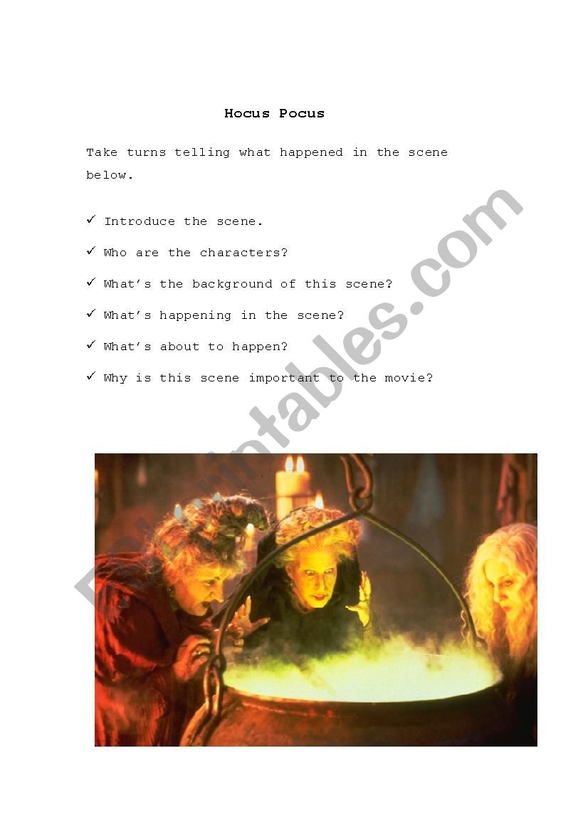 Hocus Pocus (Movie) worksheet