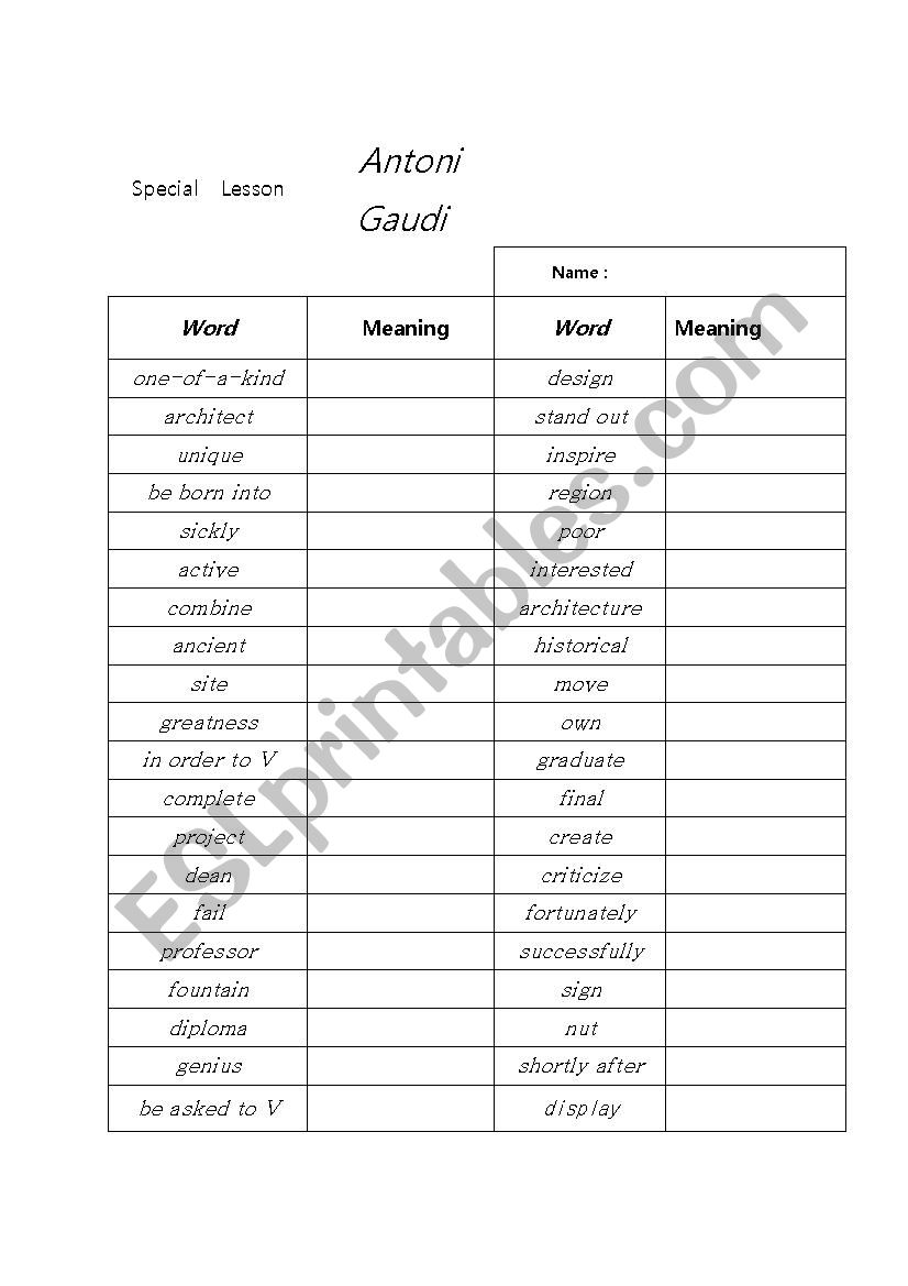 New Words worksheet worksheet