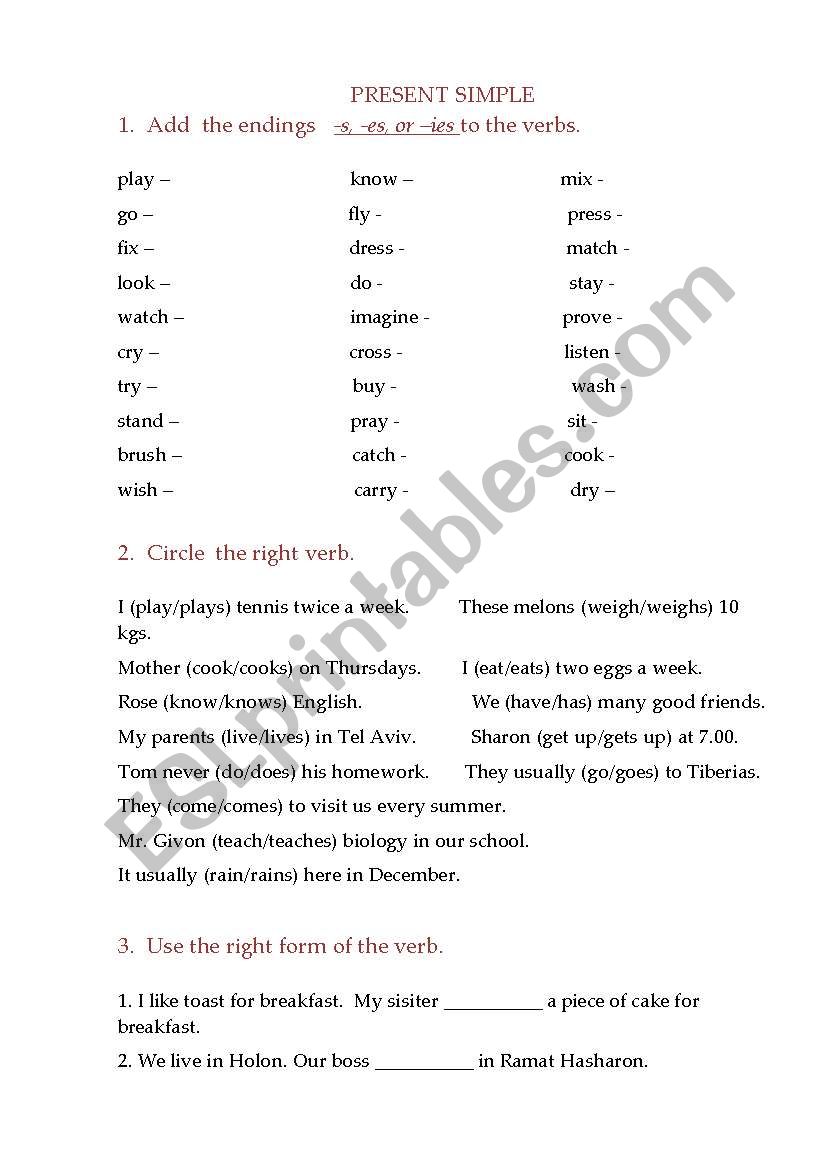 Present Simple worksheet