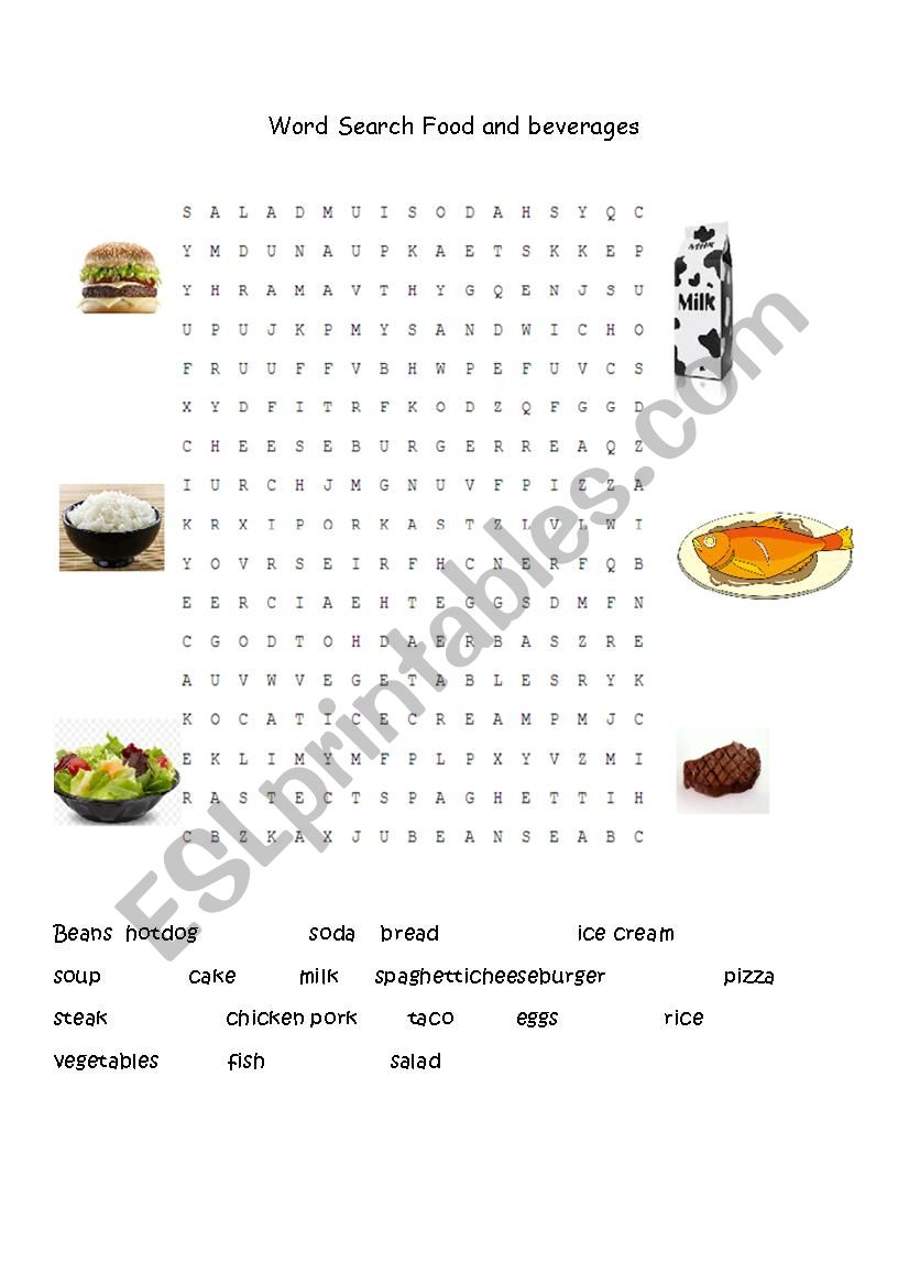 Food and Beverages worksheet