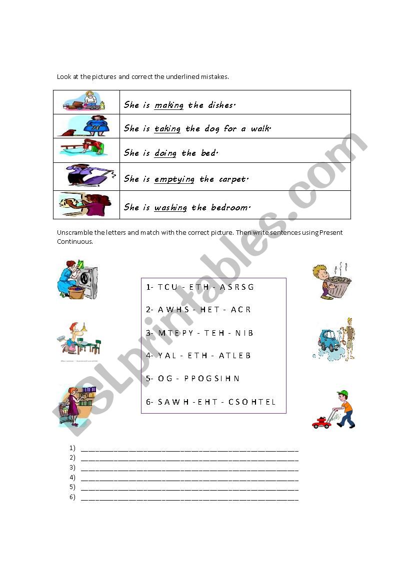 chores elementary esl worksheet by ari 13