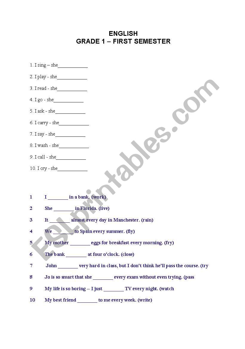 Grammer worksheet