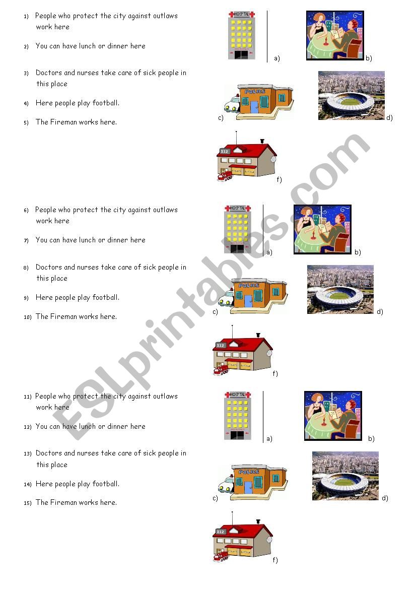 Places in Town worksheet