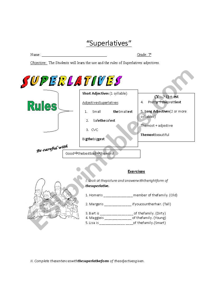 superlatives worksheet