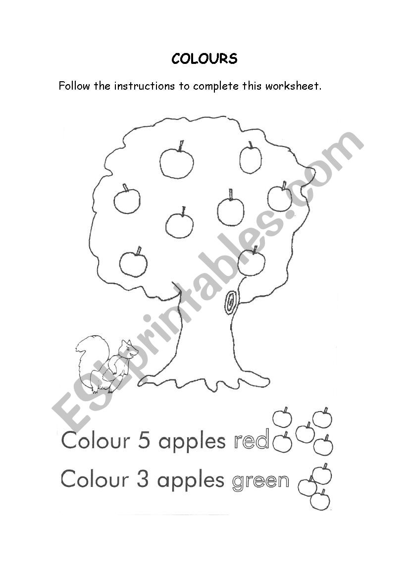 Colour the apples! worksheet