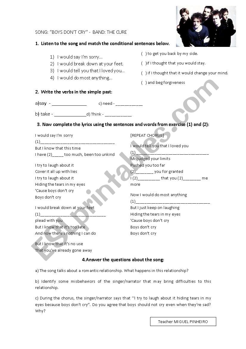 Boys Don´t Cry activiy - ESL worksheet by migueldasilvapinheiro