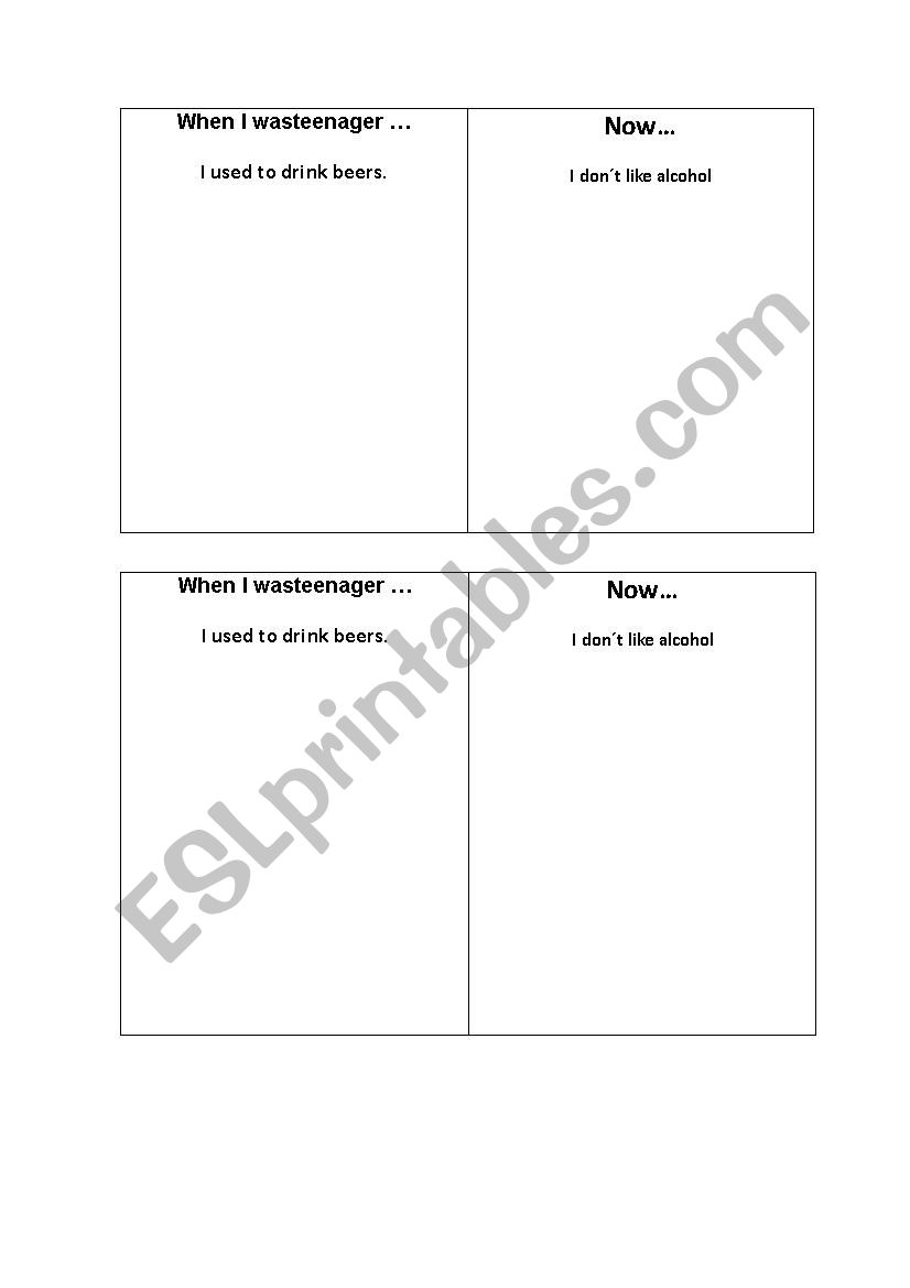 USED TO ( PRACTICE ) worksheet