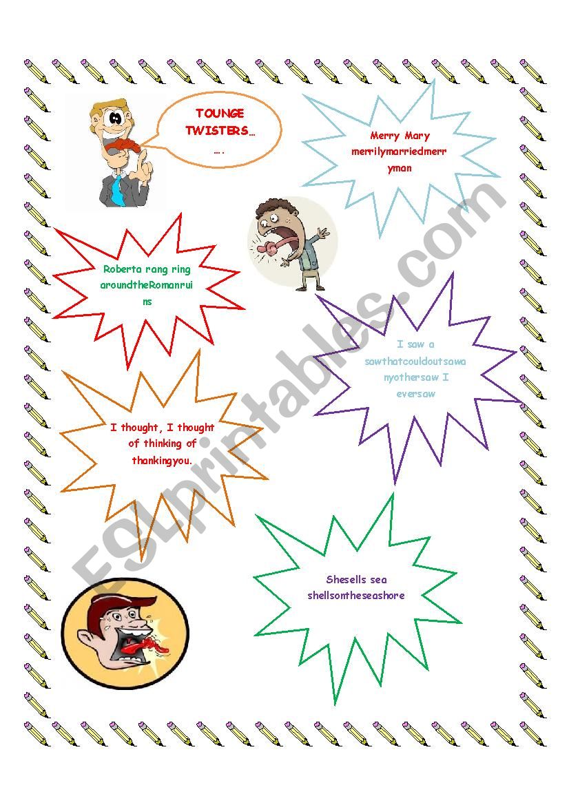 Tounge twisters worksheet