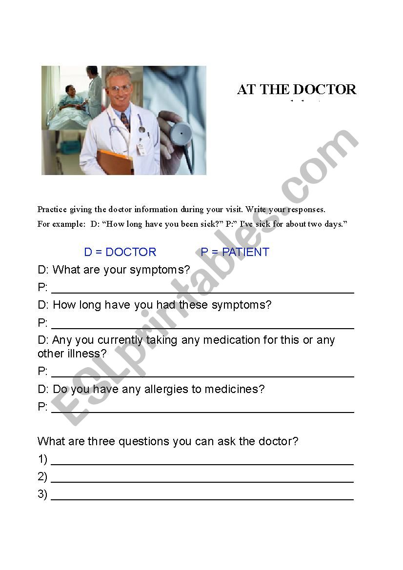 At the Doctor worksheet