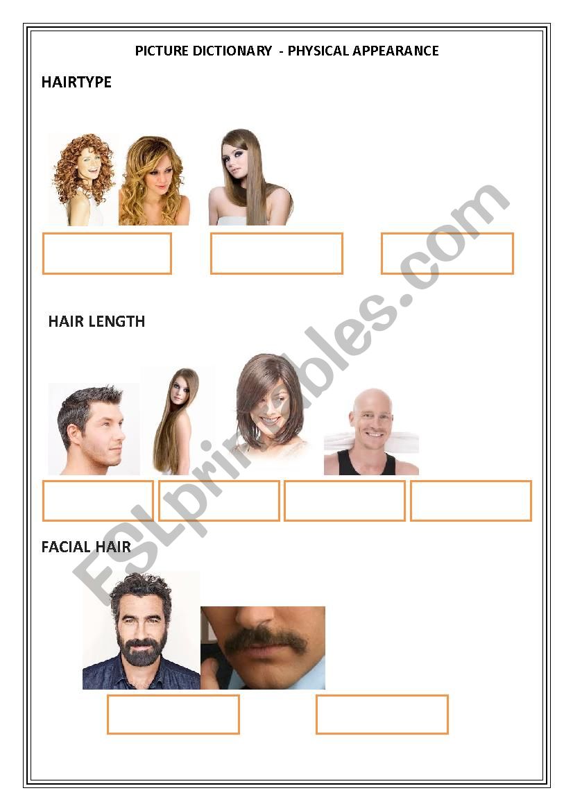 Physical Appearance worksheet