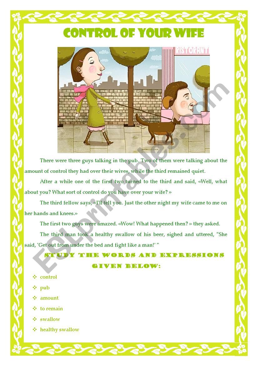 Henpecked husband worksheet