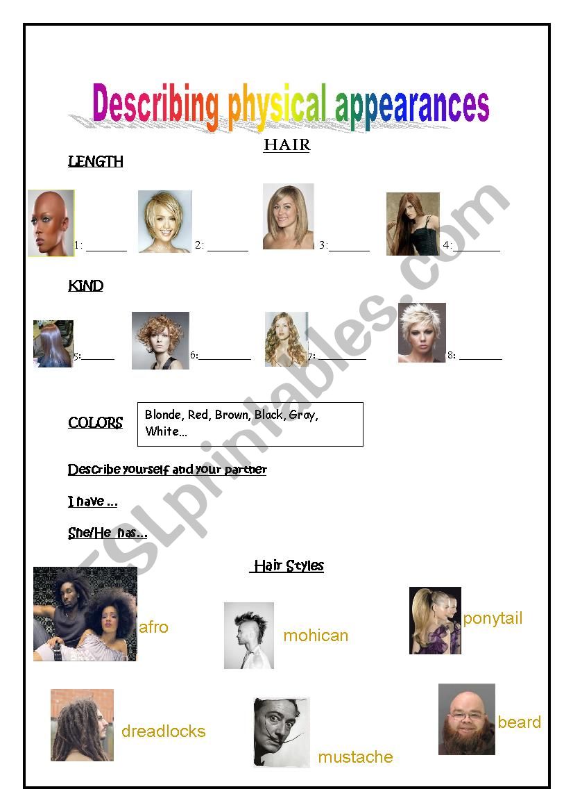 Describing people worksheet